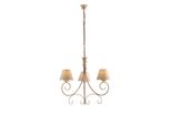 Vienna Lampadario In Ferro Laccato Avorio Con Decoraz. Oro Antico E Paralumi D. 13 In Pvc Effetto Tessuto Juta 3 Luci 118 Ø52
