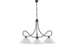 Dallas - Lampadario In Ferro Laccato Nero Con Decoraz. Effetto Ruggine E Rifiniture Oro Antico Con Diffusori In Vetro D. 13 Alabastro Bianchi 3 Luci