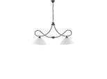 Dallas - Lampadario In Ferro Laccato Nero Con Decoraz. Effetto Ruggine E Rifiniture Oro Antico Con Diffusori In Vetro D. 13 Alabastro Bianchi 2 Luci