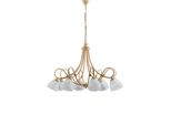 Dallas Lampadario In Ferro Laccato Avorio Con Decoraz. Effetto Decapè E Rifiniture In Oro Antico Con Diffusori In Vetro D. 13 Alabastro Bianchi 8 Luci