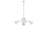 Olga - Lampadario In Ferro Laccato Bianco Con Decoraz. Argento Antico E Diffusori In Vetro Alabastro Bianchi 3 Luci 103 - Ø60 - BL155-3-BA