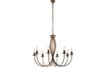Botte - Lampadario In Ferro Laccato Marrone Con Decoraz. Oro Antico 8 Luci 120 - Ø74 - BL147-8-BR