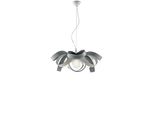 Primula - Sospensione In Ferro Laccato Bianco E Grigio Con Cavo In Acciaio Regolabile 4 Luci 138 - Ø66 - BL145-4-BG