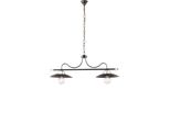 Cantina Lampadario In Ferro Laccato Marrone Con Decoraz. Oro Antico E Rifiniture Bianche 2 Luci L. 87 X 30 BL234-2-BR