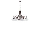 Dallas - Lampadario In Ferro Laccato Nero Con Decoraz. Effetto Ruggine E Rifiniture Oro Antico Con Diffusori In Vetro D. 13 Alabastro Bianchi 8 Luci