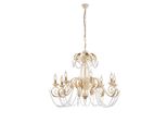 Damasco - Lampadario In Ferro Laccato Avorio Con Decoraz. Effetto Decapè E Rifiniture Oro Antico Con Strass In Cristallo 8 Luci 130 - Ø90