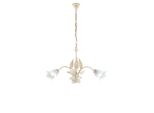 Olga - Lampadario In Ferro Laccato Avorio Con Decoraz. Oro Antico E Diffusori In Vetro D. 14 Alabastro Bianchi 3 Luci 103 - Ø60 - BL155-3-AV