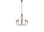 Botte - Lampadario In Ferro Laccato Marrone Con Decoraz. Oro Antico 5 Luci 113 - Ø55 - BL147-5-BR