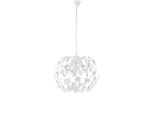 Edera - Lampadario In Ferro Laccato Bianco Con Decoraz. Shabby Chic E Strass In Cristallo 3 Luci 105 - Ø50 - BL50-3-BCO