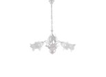 Olga - Lampadario In Ferro Laccato Bianco Con Decoraz. Argento Antico E Diffusori In Vetro D. 14 Alabastro Bianchi 5 Luci 103 - Ø68