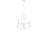 Damasco - Lampadario In Ferro Laccato Bianco Con Decoraz. Effetto Shabby Chic E Strass In Cristallo 3 Luci 120 - Ø47 - BL77-3-BCO