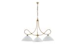 Dallas Lampadario In Ferro Laccato Avorio Con Decoraz. Effetto Decapè E Rifiniture In Oro Antico Con Diffusori In Vetro D. 13 Alabastro Bianchi 3 Luci