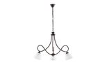 Dallas - Lampadario In Ferro Laccato Nero Con Decoraz. Effetto Ruggine E Rifiniture Oro Antico Con Diffusori In Vetro D. 13 Alabastro Bianchi 3 Luci