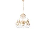 Damasco - Lampadario In Ferro Laccato Avorio Con Decoraz. Effetto Decapè E Rifiniture Oro Antico Con Strass In Cristallo 5 Luci 125 - Ø63