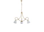 Dallas Lampadario In Ferro Laccato Avorio Con Decoraz. Effetto Decapè E Rifiniture In Oro Antico Con Diffusori In Vetro D. 13 Alabastro Bianchi 3 Luci
