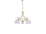 Dallas Lampadario In Ferro Laccato Avorio Con Decoraz. Effetto Decapè E Rifiniture In Oro Antico Con Diffusori In Vetro D. 13 Alabastro Bianchi 5 Luci