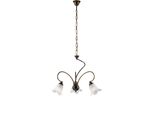 Alice Lampadario In Ferro Laccato Marrone Con Decoraz. Oro Antico E Diffusori In Vetro D. 14 Alabastro Bianchi 3 Luci 106 Ø50