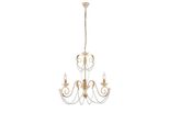 Damasco - Lampadario In Ferro Laccato Avorio Con Decoraz. Effetto Decapè E Rifiniture Oro Antico Con Strass In Cristallo 3 Luci 120 - Ø47