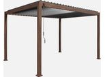 Pergola Bioclimatica 3X4M In Alluminio A Lamelle Orientabili, Marrone Scuro