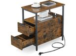 Tavolino Vasagle, Comodino Con Presa Di Corrente, 2 Cassetti