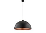 Marcus Sospensione D. 50 In Ferro Laccato Nero Con Dec. Esterna Nera E Dec. Interna Rame Antico Con Cavo Elettrico Regolabile 1 Luce