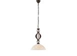 Bilbao - Lampadario In Ferro Laccato Nero Con Decoraz. Effetto Ruggine E Diffusore In Vetro D. 30 Bianco E Ambra 1 Luce 104 - Ø30