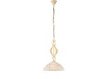 Bilbao - Lampadario In Ferro Laccato Avorio Con Decoraz. Effetto Decapè E Diffusore In Vetro D. 30 Bianco E Ambra 1 Luce 104 - Ø30