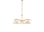 Bilbao - Lampadario In Ferro Laccato Avorio Con Decoraz. Effetto Decapè E Diffusori In Vetro D. 30 Bianchi E Ambra 3 Luci 106 - Ø89