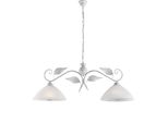 Esse Lampadario In Ferro Laccato Bianco Con Dec. Argento Antico E Diffusori In Vetro D. 30 Alabastro Bianchi 2 Luci L. 96 X 30