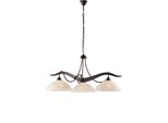 Bilbao - Lampadario In Ferro Laccato Nero Con Decoraz. Effetto Ruggine E Diffusori In Vetro D. 30 Bianchi E Ambra 3 Luci 106 - Ø89