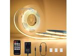 Kwode -Striscia Led, Bianco Caldo, 3 M, 12 V, 3000 K, Dimmerabile Striscia Luminosa Flessibile Cob -Controllo Alimentazione Soggiorno, Camera Da Letto, Cucina, Di