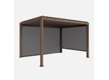 Pergola Bioclimatica 3X4M In Alluminio + Tenda Da 3M + Tenda Da 4M, Marrone Naturale