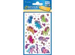 Avery Zweckform® 56063 Z-Design 56063, Adesivi Glitterati, Unicorno, 1 Foglio/15 Adesivi