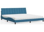 Vidaxl Letto Con Materasso "Hanko"" Blu 200X200 Cm In Velluto"