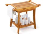Sgabello Da Doccia In Teak - Panca Da Doccia A Sgabello Per Bagno - Sedile Da Doccia Fino A 136 Kg - Porta Asciugamani Per Bagno