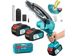 Mini Motosega Elettrica, Potente Motore Brushless Da 800W, Lunga Durata Della Batteria Con 2 Batterie Da 4000Mah, Con 2 Batterie Da 4.0Ah