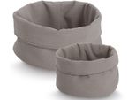 Aufbewahrungskorb Zeller Present "Waffelpiqué 2-Tlg.", Taupe, B:20Cm H:12Cm T:20Cm Ø:20Cm, Polyester, Aufbewahrungsboxen, Hochwertiges Waffelpiqué, Rand Krempelbar