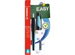 Stilografica Per La Scuola Con Pennino Standard M - Stabilo Easybuddy In Nero/Azzurro - Colore Di Scrittura Blu (Cancellabile) - Penna Singola - Cartuccia Inclusa