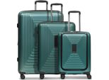 Redolz Carrello Con Scomparto Per Laptop Essentials 14 Trolley Set 3 -Pezzi ( S Exp. Front Pocket ) Pearl-Green Metallic Verde