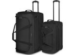 Redolz Borsa Da Viaggio Carrello Duffle Essentials Wheeled Duffle Set L Exp. + M Exp. Black Nero