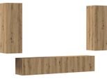 Vidaxl Mobili Tv A Parete 4 Pz. Materiale Artigianale A Base Di Legno Di Quercia