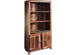 MASSIVMOEBEL24 | Scaffale In Legno Di Legno Riciclato 90X35X180 Multicolore Laccato Freezy #33
