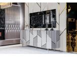 Soggiorno Credenza 2 Pezzi + Specchio Grigio Jvmoebel