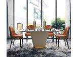 Tavolo Da Pranzo In Pelle + Acciaio Inox Marmo Imitazione Pietra Tavolo Da Pranzo 160X100