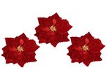 Kunstblume I.Ge.A. "Samt-Poinsettia", Rot, B:25Cm H:6Cm L:25Cm, Polyester, Kunstpflanzen, Auf Clip, 3Er Set Dekoblume Christstern Weihnachtsblume Dekoblume