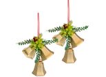 DekohäNger I.Ge.A. "Glocken", Gold, B:9Cm H:25Cm, Kunststoff, DekohäNger, Zum HäNgen, 2Er Set, Weihnachtsdeko Kranzdeko