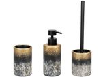 Badaccessoire-Set WENKO Lacona, mehrfarbig, Stein, Badaccessoires-Sets, bestehend aus Seifenspender, WC-Garnitur, Zahnputzbecher aus Beton