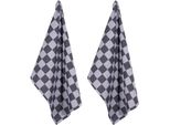 Geschirrtuch PAD CHESS, grau (dakr grau), B:50cm H:1cm L:70cm T:50cm, 100% Baumwolle, Geschirrtücher, Geschirrtuch, 100% Baumwolle, 50x70 cm, modernes Karo Design