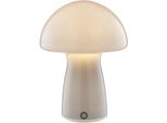 Brilliant Led Tischleuchte "Erik", Grau, 1, Ø 16Cm H: 22,2Cm, 1 Stk., Leuchten, Pilzleuchte Aus Glas Mit Akku, 250 Lm, 2700 K, H 22 Cm, Dimmbar, Led Tischleuchte