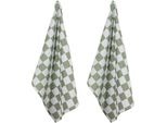 Geschirrtuch PAD CHESS, grün, B:50cm H:1cm L:70cm T:50cm, 100% Baumwolle, Geschirrtücher, Geschirrtuch, 100% Baumwolle, 50x70 cm, modernes Karo Design